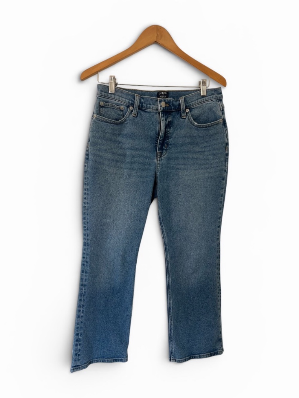J.Crew Mid-Rise Flare Crop Jeans Light Wash Medium Blue Cropped Denim (29)